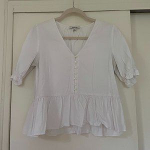 Madewell White Babydoll Peplum Top